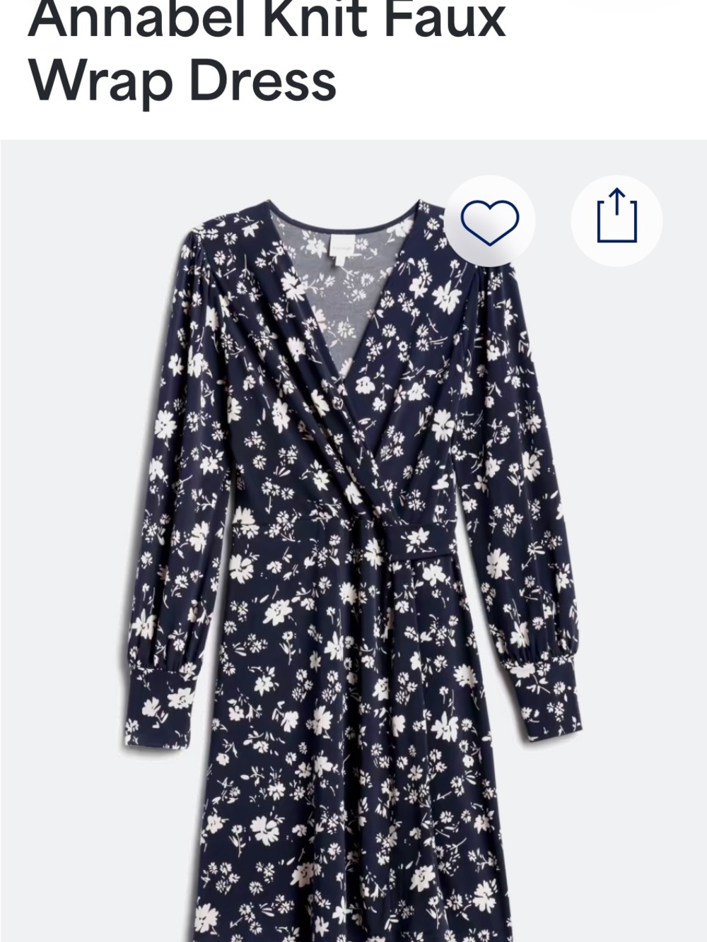 Kaileigh Faux Wrap Long-Sleeve Dress - Navy Floral